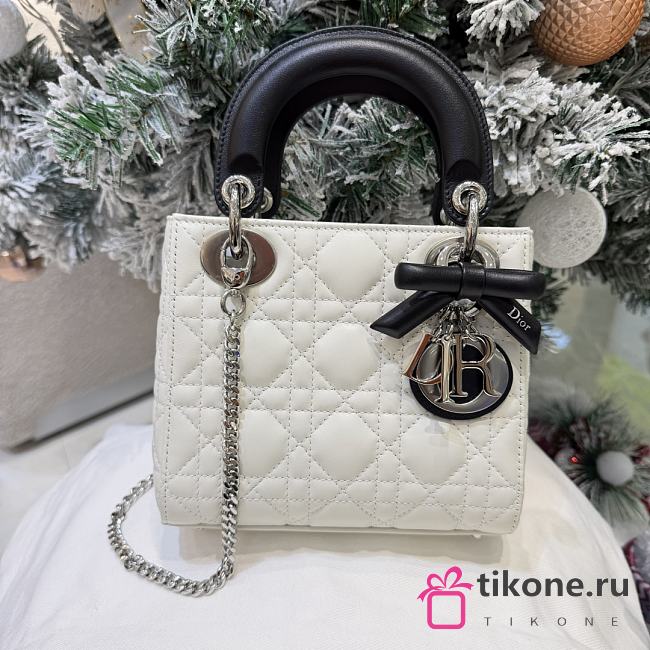 Dior Mini Lady Dior Bag with Chain Latte and Black Cannage Lambskin - 17x15x7cm - 1