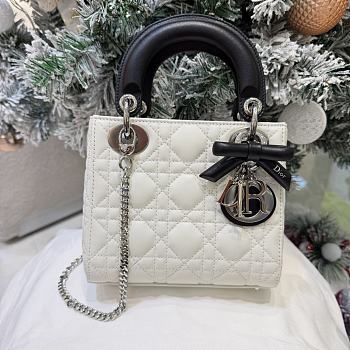Dior Mini Lady Dior Bag with Chain Latte and Black Cannage Lambskin - 17x15x7cm