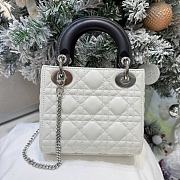Dior Mini Lady Dior Bag with Chain Latte and Black Cannage Lambskin - 17x15x7cm - 2