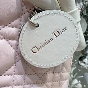 Dior Mini Lady Dior Bag with Chain Rose Soupir and Latte Cannage Lambskin - 17x15x7cm - 4