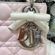 Dior Mini Lady Dior Bag with Chain Rose Soupir and Latte Cannage Lambskin - 17x15x7cm - 2