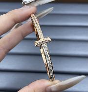 Tiffany T T1 Narrow Pavé Diamond Hinged Bangle In Yellow/Rose/White Gold - 5