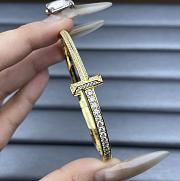 Tiffany T T1 Narrow Pavé Diamond Hinged Bangle In Yellow/Rose/White Gold - 3