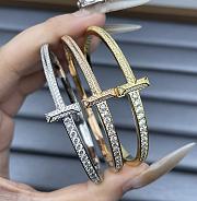 Tiffany T T1 Narrow Pavé Diamond Hinged Bangle In Yellow/Rose/White Gold - 2