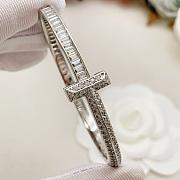 Tiffany T T1 Bangle in White Gold with Baguette and Pavé Diamonds - 1