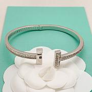 Tiffany T T1 Bangle in White Gold with Baguette and Pavé Diamonds - 6