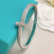 Tiffany T T1 Bangle in White Gold with Baguette and Pavé Diamonds - 3