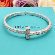 Tiffany T T1 Bangle in White Gold with Baguette and Pavé Diamonds - 2