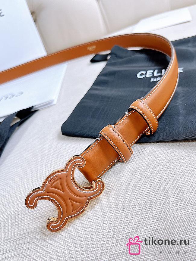 Celine Medium Cuir Triomphe Buckle With Collar Stud Belt In Tan Natural calfskin Leather 25mm - 1