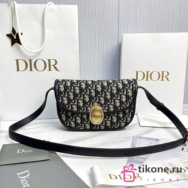 Medium Dior Médaillon Flap Bag Blue Dior Oblique Jacquard - 23x16x6.5cm - 1