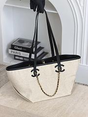 Chanel Small Shopping Bag Canvas Calfskin & Gold-Tone Metal Ecru & Black AS6285 -  45x19x21cm - 6