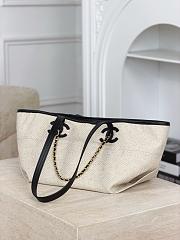 Chanel Small Shopping Bag Canvas Calfskin & Gold-Tone Metal Ecru & Black AS6285 -  45x19x21cm - 4