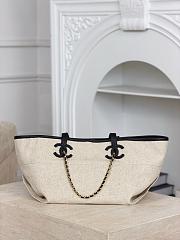 Chanel Small Shopping Bag Canvas Calfskin & Gold-Tone Metal Ecru & Black AS6285 -  45x19x21cm - 3
