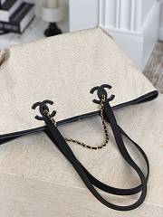 Chanel Small Shopping Bag Canvas Calfskin & Gold-Tone Metal Ecru & Black AS6285 -  45x19x21cm - 2
