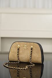 Chanel Bowling Bag Suede Calfskin, Calfskin & Silver-Tone Metal Beige - 19x5x11.7x5.5cm - 5