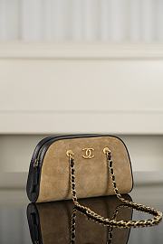 Chanel Bowling Bag Suede Calfskin, Calfskin & Silver-Tone Metal Beige - 19x5x11.7x5.5cm - 4