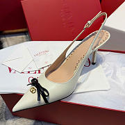 Valentino Bepointy Slingback Pump In Patent Leather And Kidskin Ivory/Black 80mm - 5