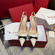 Valentino Bepointy Slingback Pump In Patent Leather And Kidskin Ivory/Black 80mm - 3