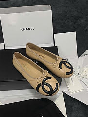 Chanel Ballet Flats Lambskin Beige & Black G47163 - 5