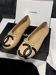 Chanel Ballet Flats Lambskin Beige & Black G47163 - 6