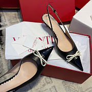 Valentino Bepointy Slingback Pump In Patent Leather And Kidskin Black/Ivory 45mm - 5