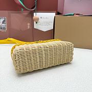 Loro Piana Extra Pocket L19 East-West Wicker Cotton, Linen, Rattan Minty Lemon - 11x19x7cm - 3