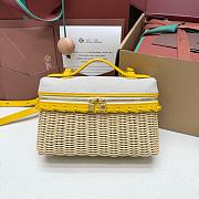 Loro Piana Extra Pocket L19 East-West Wicker Cotton, Linen, Rattan Minty Lemon - 11x19x7cm - 2