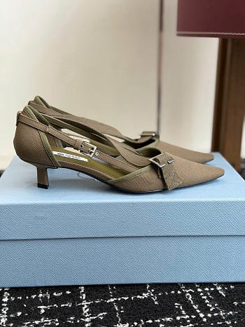 Prada Canvas Pumps Forest Green 45mm 1I444O