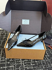 Prada Open-Side Patent Leather Pumps Black 45mm 1I442O - 4