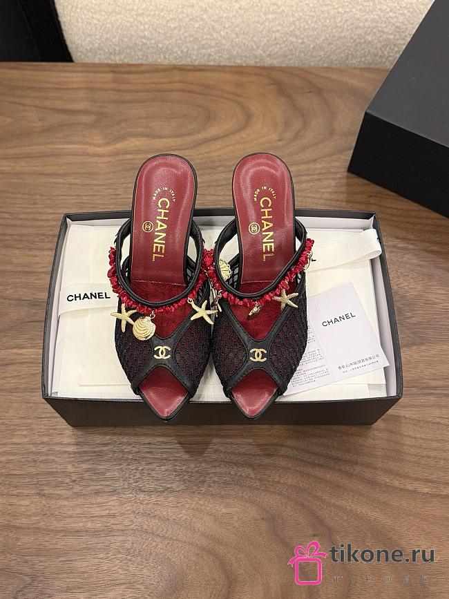 Chanel Mules Mesh, Cotton, Lambskin, Resin & Metal Black 90mm G47157 - 1