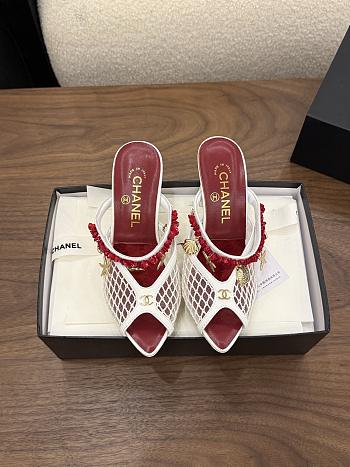 Chanel Mules Mesh, Cotton, Lambskin, Resin & Metal White 90mm G47157 