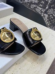 Dior Medaillon Buckle Heeled Slide Black Lambskin 3.5cm - 6