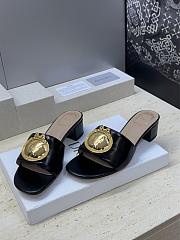 Dior Medaillon Buckle Heeled Slide Black Lambskin 3.5cm - 5