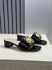 Dior Medaillon Buckle Heeled Slide Black Lambskin 3.5cm - 4
