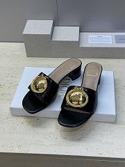 Dior Medaillon Buckle Heeled Slide Black Lambskin 3.5cm - 2