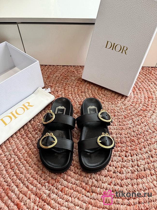 Dior Medaillon Buckle Slide Black Calfskin - 1