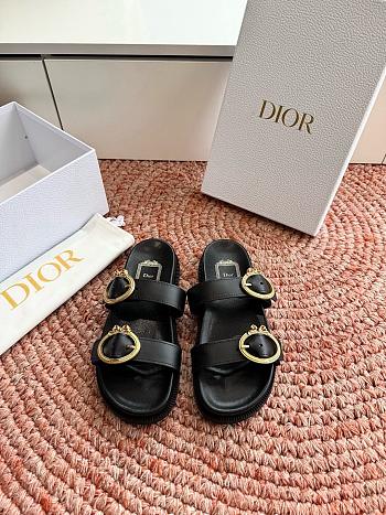 Dior Medaillon Buckle Slide Black Calfskin