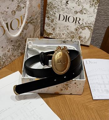 Dior Medaillon Belt Black Smooth Calfskin 25mm 27011