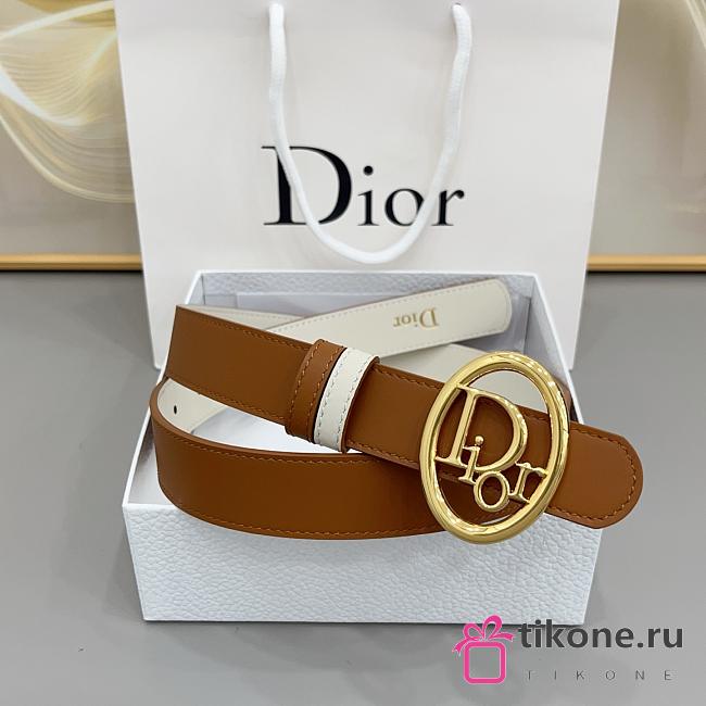 Reversible Dior Oblique Belt Marron Bobby and Latte Smooth Calfskin 25mm - 1