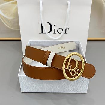 Reversible Dior Oblique Belt Marron Bobby and Latte Smooth Calfskin 25mm