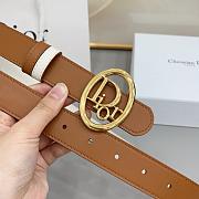 Reversible Dior Oblique Belt Marron Bobby and Latte Smooth Calfskin 25mm - 2