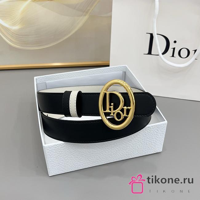 Reversible Dior Oblique Belt Black and Craie Smooth Calfskin 25mm - 1