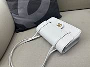 Chanel Small Flap Bag Grained Shiny Calfskin & Gold-Tone Metal White - 15x22x7cm - 3