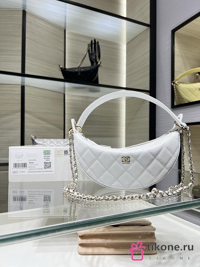 Chanel Clutch with Chain Shiny Grained Calfskin White AP5094 - 22x15x6cm - 1
