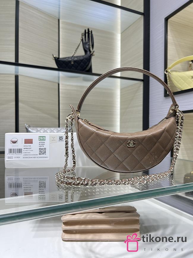 Chanel Clutch with Chain Shiny Grained Calfskin Brown AP5094 - 22x15x6cm - 1