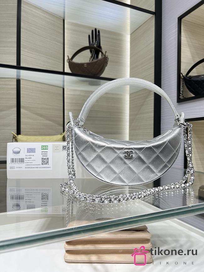 Chanel Clutch with Chain Shiny Grained Calfskin Silver AP5094 - 22x15x6cm - 1