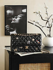 Chanel Classic 11.12 Handbag Lambskin, Enamel, Strass, Silver-Tone & Gold-Tone Metal Black A01112 - 15.5x25.5x6.5cm - 2