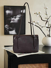 Chanel Small Flap Bag Grained Shiny Calfskin & Gold-Tone Metal Dark Brown - 15x22x7cm - 3