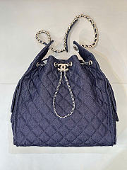 Chanel 25 Medium Handbag Denim & Gold Metal Dark Blue AS5311 - 40x30x15cm - 5