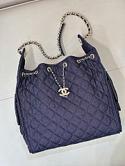 Chanel 25 Medium Handbag Denim & Gold Metal Dark Blue AS5311 - 40x30x15cm - 4
